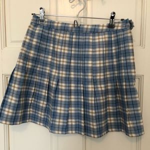UO Mary Plaid Pleated Mini Skirt blue